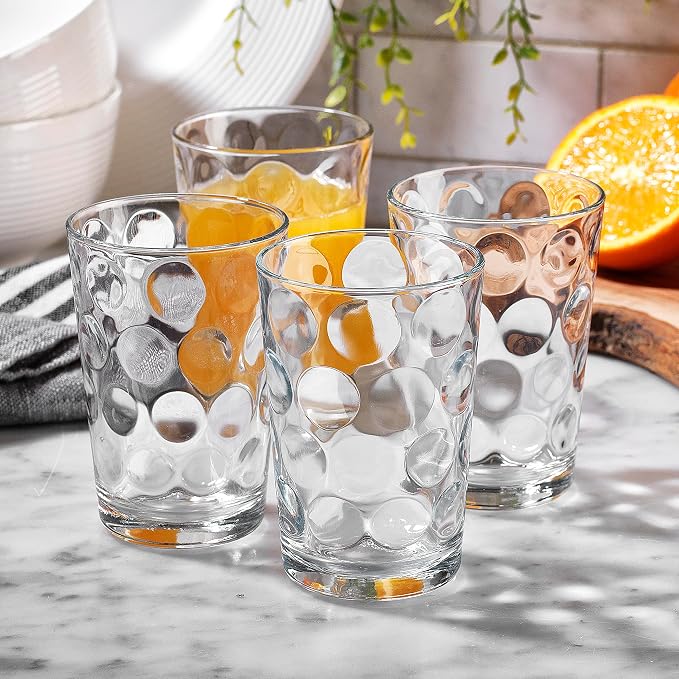 Home Essentials Drinking Glasses Set of 10 Juice Glass Cups, 7 oz Glassware, Inner Circular Lensed Small Glasses. Ideal for Juice, Milk, Water; Dishwasher Safe. - Image 9