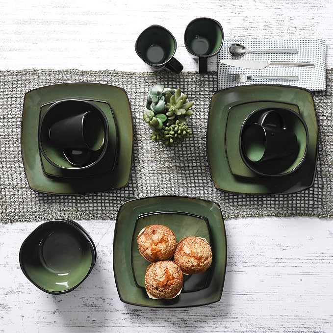 Gibson Elite Soho Lounge 16 Piece Dinnerware Set, Green - Image 7