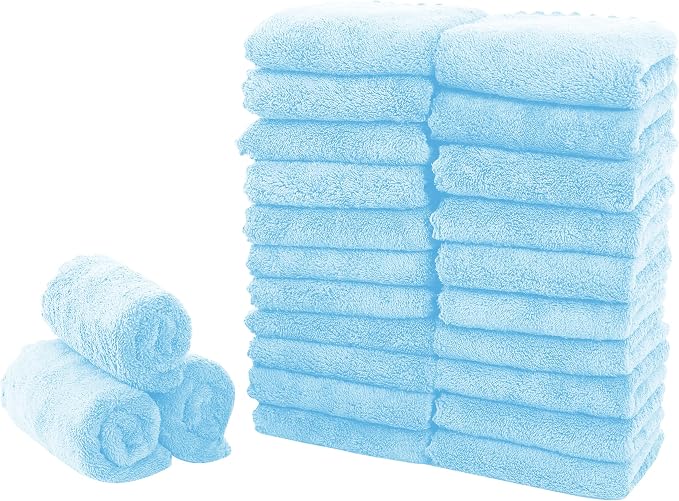 Sunny zzzZZ 24 Pack Kitchen Dishcloths - Does Not Shed Fluff - Reusable Dish Towels, Dish Cloths, Super Absorbent Coral Fleece Cleaning Cloths, Fast Drying, 10 x 20 Inch (Aquamarine) by Sunny+zzzZZ