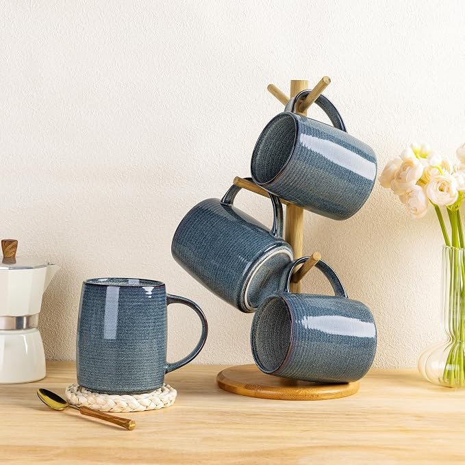 GBHOME Large Coffee Mugs Set of 4, 18oz Handmade Ceramic Coffee Mugs Set with Gradient color for Latte/Tea/Beer/Hot Cocoa, Dishwasher & Microwave Safe, Space blue - Image 7