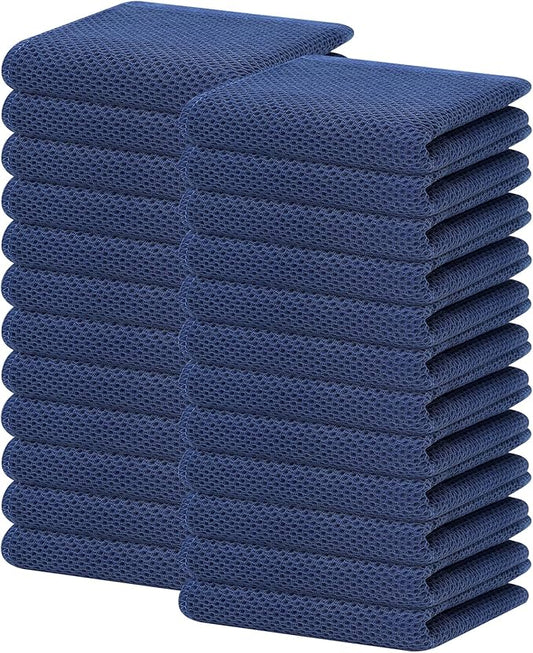 Homaxy 100% Cotton Waffle Weave Kitchen Dish Towels 24-Pack, Navy Blue | 13 x 28 Inches, Ultra Soft Absorbent Dish Towels, Quick Drying Cleaning Towels by Homaxy