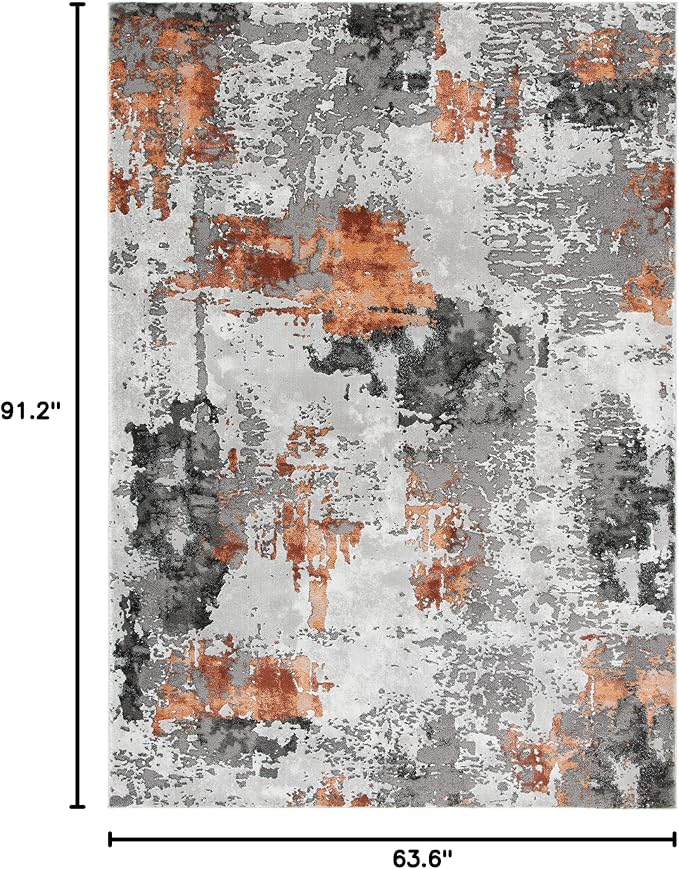 SAFAVIEH Craft Collection Area Rug - 5'3" x 7'6", Grey & Orange, Modern Abstract Design, Non-Shedding & Easy Care, Ideal for High Traffic Areas in Living Room, Bedroom (CFT820P) - Image 2