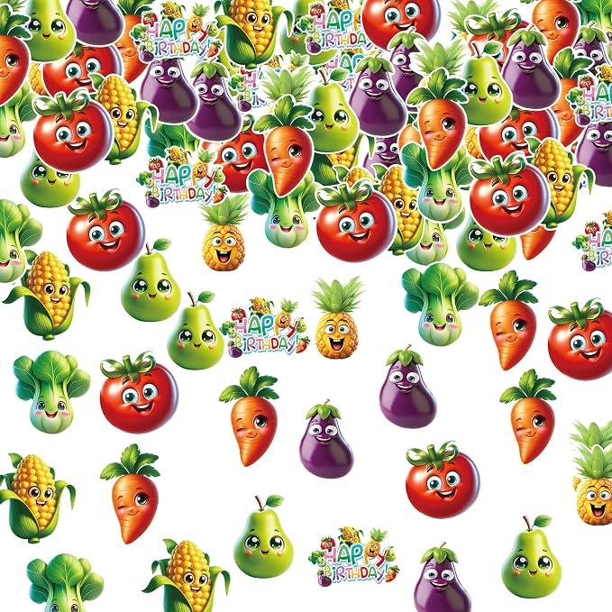 48Pcs Edible Fruit Birthday Cupcake toppers Wafer Paper Dancing Fruit Birthday Decorations for Baby Shower Wedding Party Decorations by Unknown