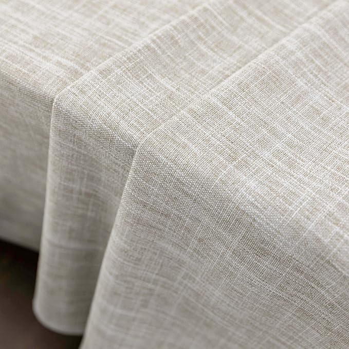 Home Brilliant Lattice Stripe Tablecloth Faux Linen Table Cover for Kitchen Dinning Tabletop Decoration (Square, 52 x 52 Inch, Light Linen) - Image 8