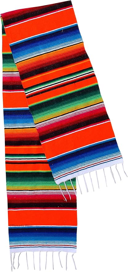 Genuine Mexican Table Runner Saltillo Serape Colorful Striped Sarape Made in Mexico Sold in Different Packs (1, Orange) - Image 2