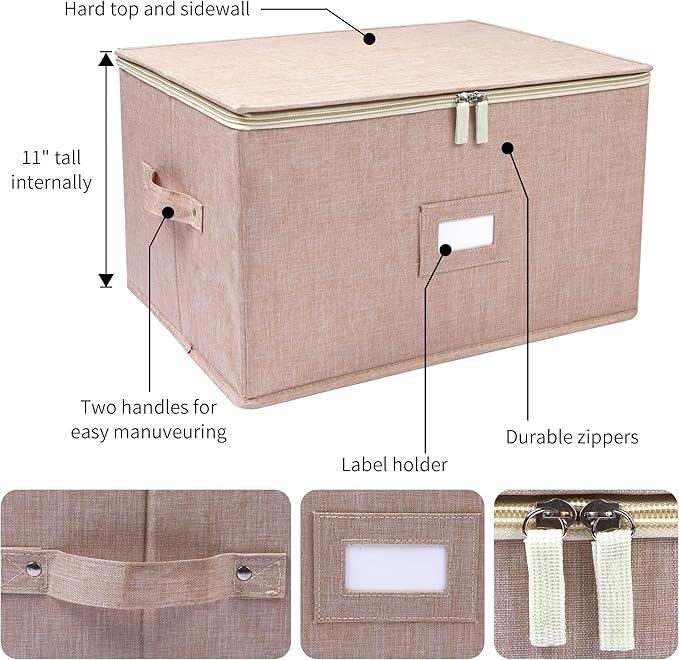 Wine Glass Storage Box, Stemware Storage Containers Cases with Dividers | Stackable Moving Supplies for 12 Wine Glasses, Drinkware , Glassware or Crystal, Hard Top and Stackable (Beige) - Image 3