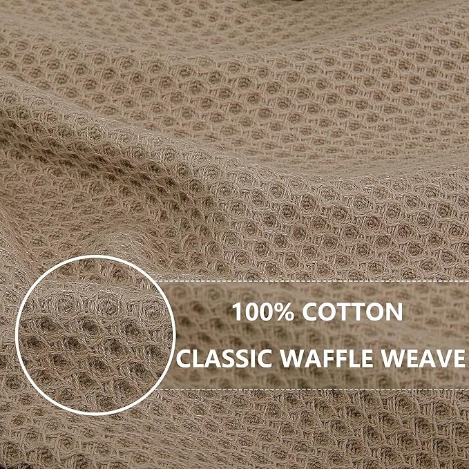 Homaxy 100% Cotton Waffle Weave Kitchen Dish Towels 18-Pack, Tan | 13 x 28 Inches, Ultra Soft Absorbent Dish Towels, Quick Drying Cleaning Towels - Image 2