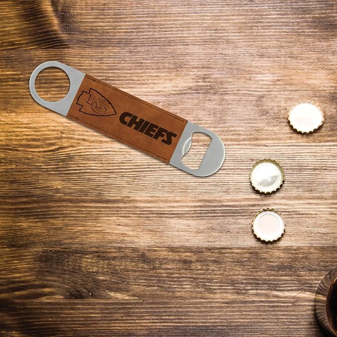 Rico Industries NFL Laser Engraved Bar Blade Faux Leather Laser Engraved Bar Blade - Great Beverage Accessory for Game Day - Image 2