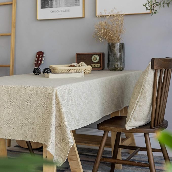 Home Brilliant Linen Tablecloth Square Table Covers for Coffee Tables Indoor Table Cloths for Office Table, 52 x 52 Inch, Natural Linen - Image 3