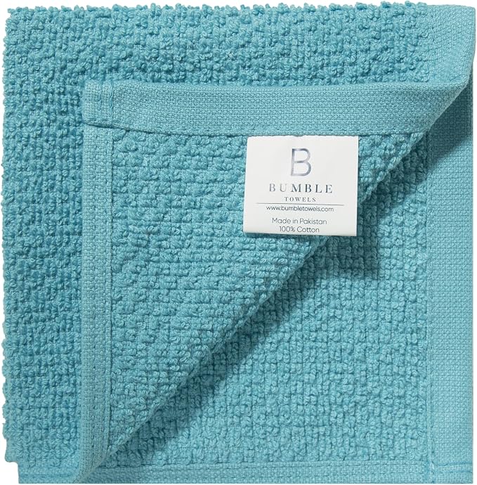 Bumble Dish Cloths 8-Pack, 100% Cotton Kitchen Towels, 12"x12" Aqua | 430 GSM Soft Dish Towels for Kitchen, Highly Absorbent & Durable Kitchen Rags for Washing Dishes - Image 6