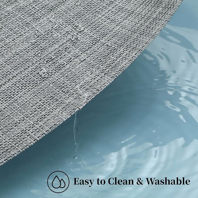Leetaltree Linen Grey Placemats Set of 4 - Heat Resistant Non-Slip Place mats for Dining Table, Washable Durable PVC Vinyl Woven Table Mats（Linen Grey, 4） - Image 5