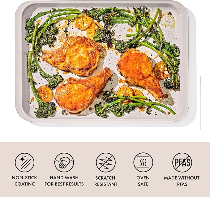 OXO Good Grips Non-Stick Pro Ceramic Coated Metal Bakeware Half Sheet Pan – Biscuit - Image 2