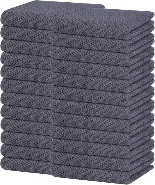 Homaxy 100% Cotton Waffle Weave Kitchen Dish Towels 24-Pack, Dark Grey | 13 x 28 Inches, Ultra Soft Absorbent Dish Towels, Quick Drying Cleaning Towels by Homaxy