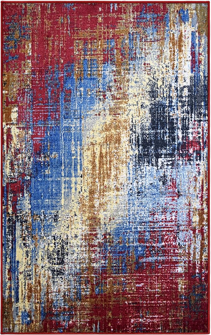 SUPERIOR Indoor Non-Slip Area Rug, Modern Home Floor Decor, Throw for Living Room, Bedroom, Office, Entryway, Kitchen, Dining, Foam Backed Rugs, Arona Collection - 8ft x 10ft , Multicolor - Image 3
