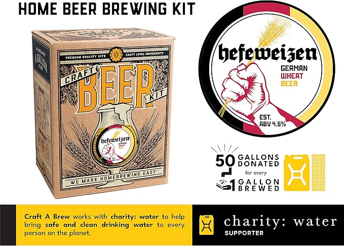 Craft A Brew - Hefeweizen - Beer Making Kit - Make Your Own Craft Beer - Complete Equipment and Supplies - Starter Home Brewing Kit - 1 Gallon