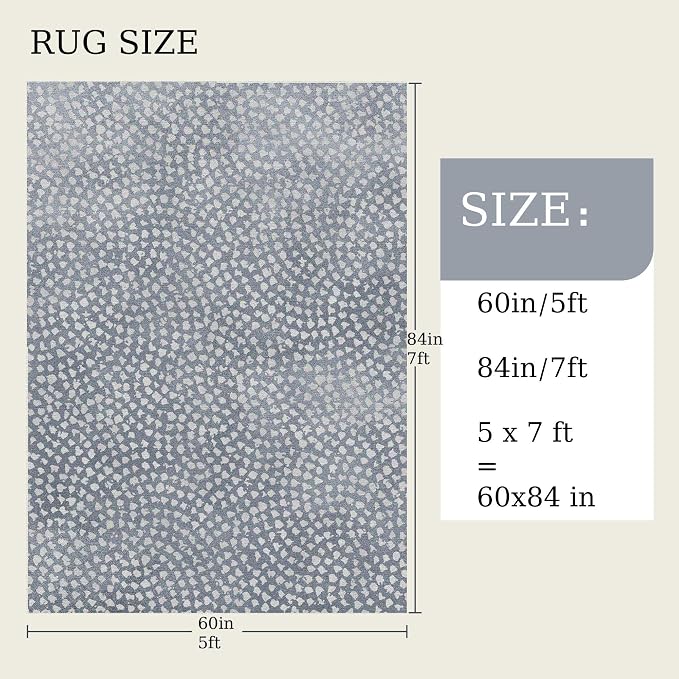 5x7 Area Rug, Machine Washable Living Room Rug - Non-Slip Low Pile Accent Rug for Bedroom, Pet Friendly, Modern Vintage Geometric Design - Image 2