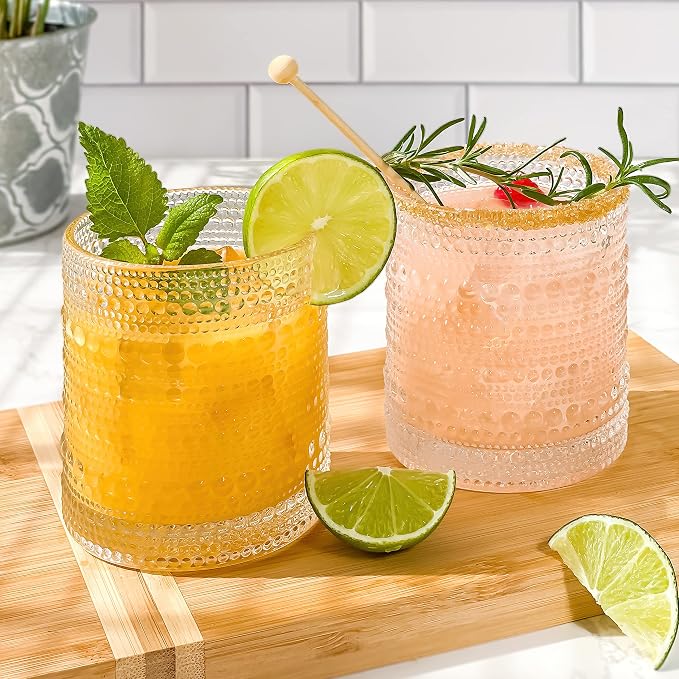 Kate Aspen Beaded Drinking Glasses Set of 6, 10 oz Retro Vintage Glassware - Boho Cocktail Water Juice Glasses, Hostess or Housewarming Gift - Image 3