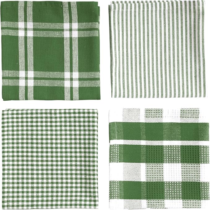 LANE LINEN 100% Cotton Kitchen Dish Cloths, Ultra Soft Absorbent Quick Drying Dish Towels, Multiweave Wash Cloths Dish Towel Sets, 12x12 Inches, 12 Pack - Olive - Image 4