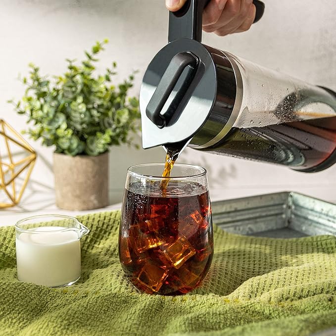 VINCI Express Cold Brew, Electric Cold Brew Coffee Maker in 5 minutes, 4 Brew Strength Settings & Cleaning Cycle, Easy to Use & Clean, Glass Carafe, Cold Brewer for Iced Coffee, 1.4 L Dial Control