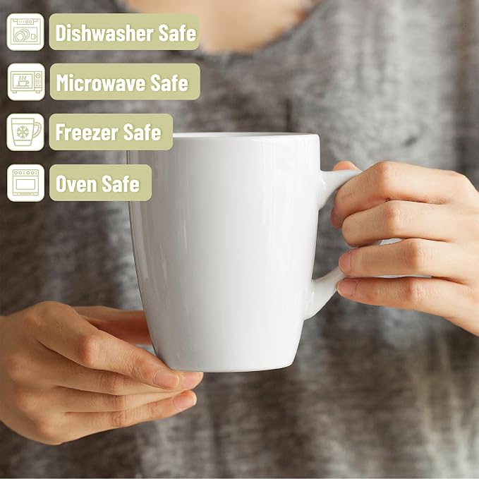 BTaT- White Coffee Mug Set, 12 Pack, 12oz, Ceramic Coffee Cups | Bulk Mug Set for Home, Office, Café, Hot Beverages, Tea, Cappuccino, Everyday Drinkware Use - Image 4