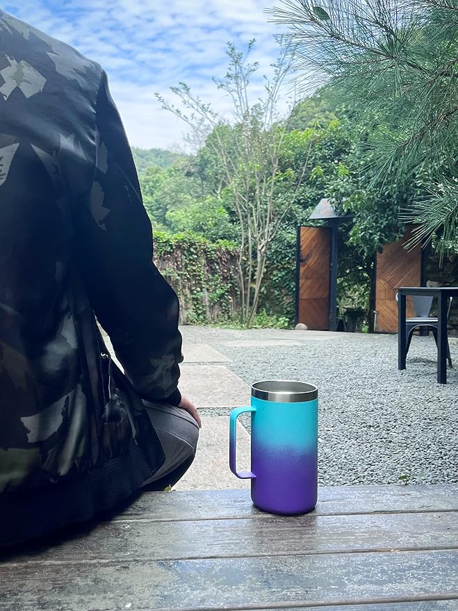 KXIAOCHEN 20 oz Insulated Coffee Mug, Coffee Cup with Lid and Wide Handle | 18/8 stainless steel, 6+ hours hot or 12+ hours cold, wide mouth, no-sweat exterior, for office, work, home and camping - Image 7
