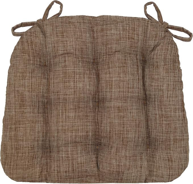Barnett Home Decor Dining Chair Cushions - Hayden Pecan Size Small Chair Pad 15 x 17 Chair Cushions for Dining Chairs - Reversible, Machine Washable Chair Pads, Mid-Century (Brown / 17") by BarnettHomeDecor