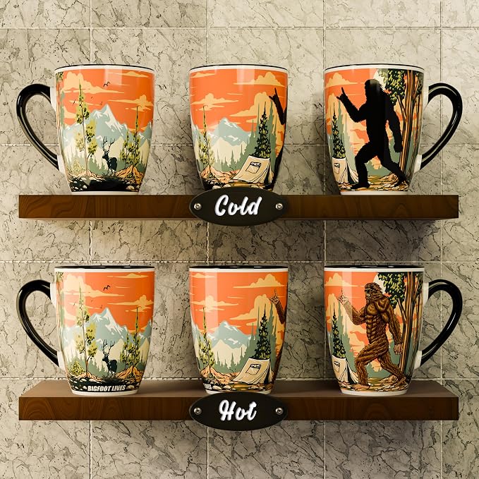 Color Changing Bigfoot Coffee Mug 15OZ - Ceramic Heat Sensitive Cup Hot Cocoa Tea Milk Mugs Hot Drinks and beverages Unique Beautiful Funny Holiday Christmas gift Idea Sasquatch Cryptid lovers men dad - Image 2