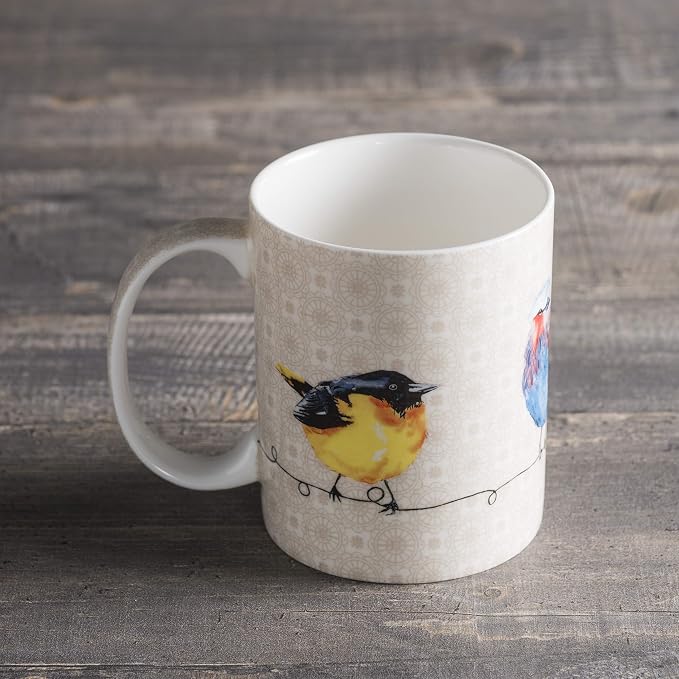 Maison d' Hermine Coffee Mug with Handles Tea Cups (15 Ounce, Pack of 1) | Fine Bone China Coffee Mugs for Hot Beverages Cappuccino Latte Home Restaurant Spring Summer -Birdies on Wire - Nuthatch - Image 8