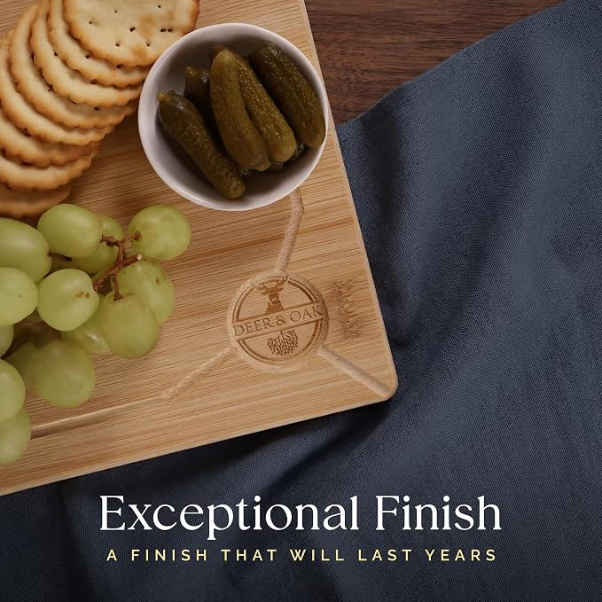 Deer & Oak Extra Large Bamboo Cutting Board 17.3 x 11.8 x 0.8 Inch | Pre-oiled and water resistant · Knife friendly · For meat and vegetables - Image 9