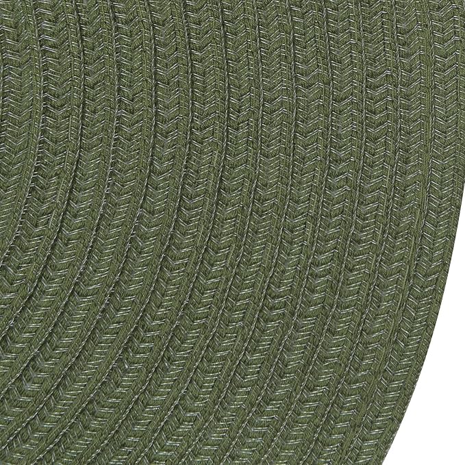 SHACOS Round Placemats Set of 12 Washable 15 inch Round Table Mats Cotton Polyester Woven Braided Place Mats for Dining Table Wedding Party Decor (Olive Green, 12) - Image 8
