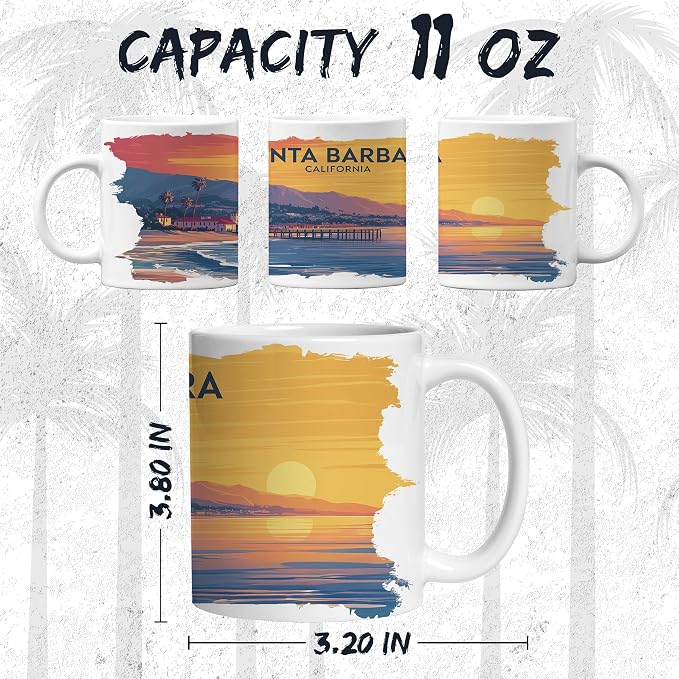 Santa Barbara California Ceramic Coffee Mug 11oz White ID44991 | Tea, latte & hot cocoa cup for the home or office – travel souvenir gift for men, women & coworkers - Image 2