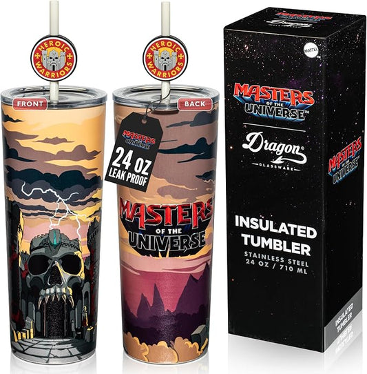 Dragon Glassware x Masters of the Universe Tumbler, 24oz - Castle Grayskull | Vacuum Insulated Stainless Steel Tumbler with Straw & Lid; With Straw Topper; Official Masters of the Universe 2026 Movie Cup by DragonGlassware