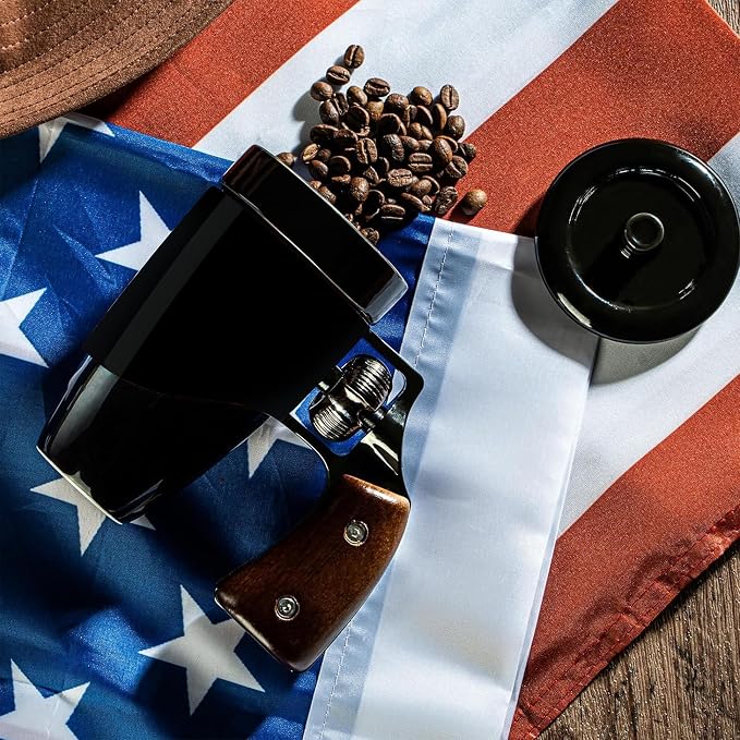 Pukomc Gun mug,Ceramic Coffee Mug,Fathers Day Dad Gifts, Birthday Gifts for Men and Women Revolver Coffee Mug for Cappuccino Latte or Hot Tea (16OZ) (Black) - Image 4