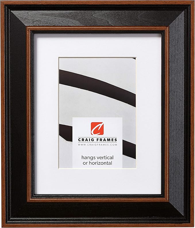 Craig Frames 17x22 Black Picture Frame Matted to 13x19, Wood Wall Decor | A lightweight, shatter resistant acrylic front, made in the USA for a gallery display by CraigFrames