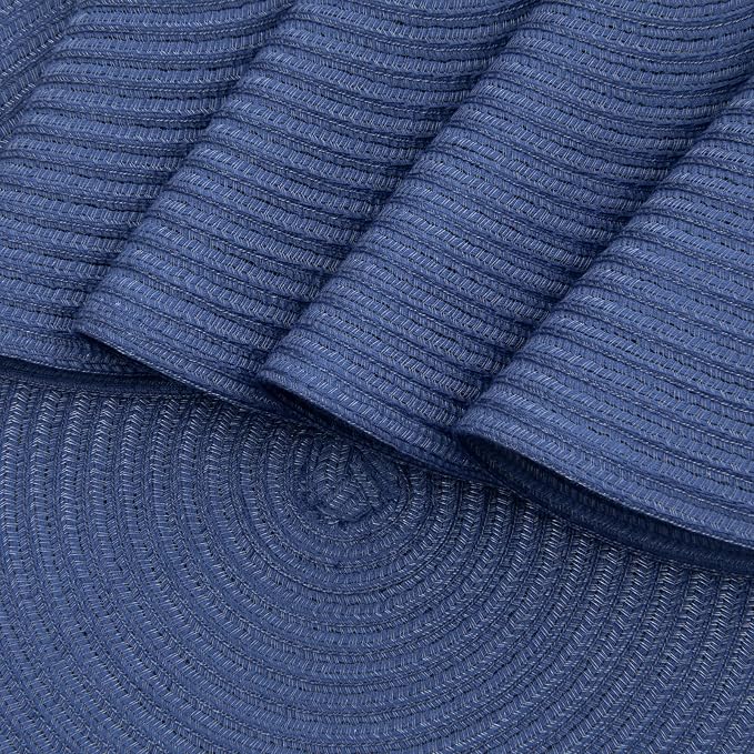 SHACOS Round Placemats Set of 6 Washable 15 inch Round Table Mats Cotton Polyester Woven Braided Place Mats for Dining Table (Sail Blue, 6) - Image 4