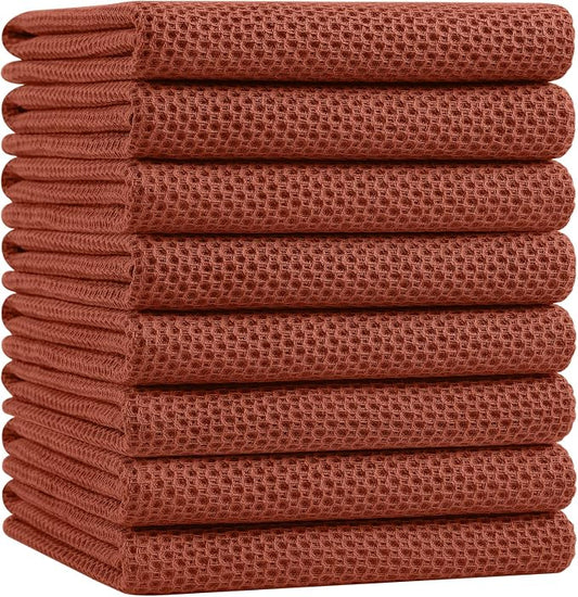Homaxy 100% Cotton Oversized Waffle Weave Kitchen Towels 8-Pack, Rust | 20 x 28 Inches, Ultra Soft Absorbent Dish Towels, Quick Drying Large Cleaning Towels by Homaxy
