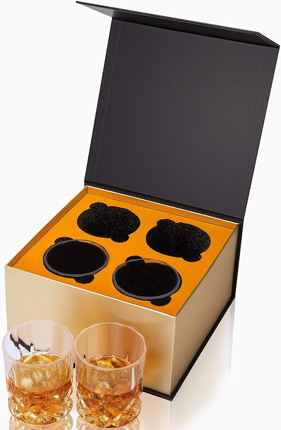 KANARS Old Fashioned Whiskey Glasses with Luxury Box - 10 Oz Rocks Barware For Scotch, Bourbon, Liquor and Cocktail Drinks - Set of 4 - Men Gift | Rocks Barware For Scotch, Bourbon, Liquor and Cocktail Drinks Set of 4 Men Gift - Image 2