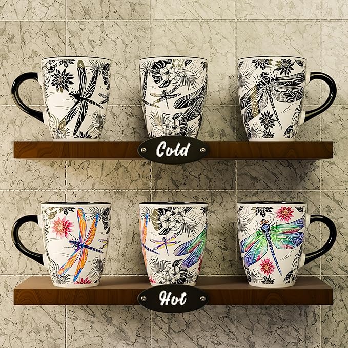Color Changing Dragonfly Coffee Mug 12oz – Heat Sensitive Ceramic Cup with Floral Reveal – Dragonfly Gifts for Women, Unique Coffee Mugs, Christmas Holiday Gift, Perfect for Coffee, Tea or Cocoa - Image 2
