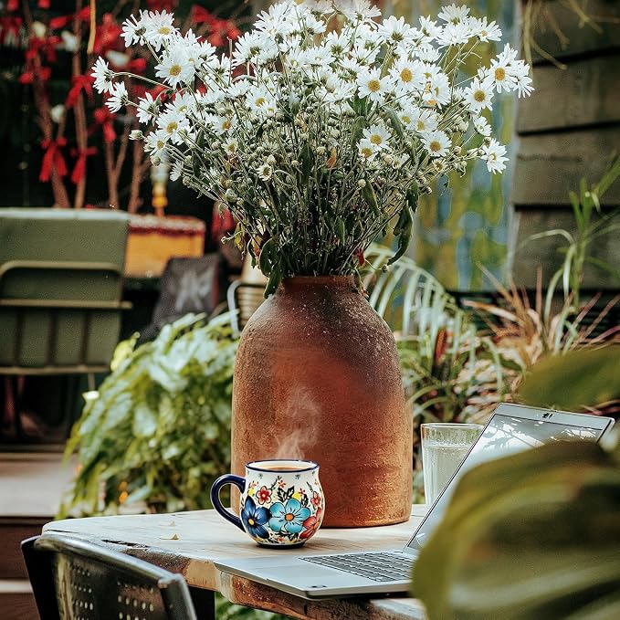 ALMA 12oz Handpainted Flowers Ceramic Coffee Mug | Microwave & Dishwasher Safe, Ideal for Morning Coffee Tea, Home Kitchen Dining Room Display, For Home Makers & Women - Image 3