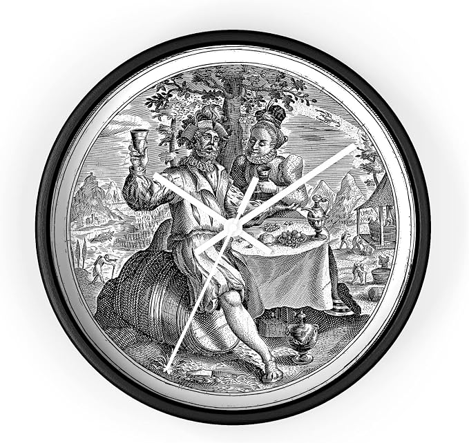 Mozingo ~ Wine Clock for Kitchen Bar Wall It's Wine O'clock Silent Time Gift Home Decor Made In USA, 10" (Hour Marks - None, Clock Frame Color - Black, Wine Theme #02) by Unknown