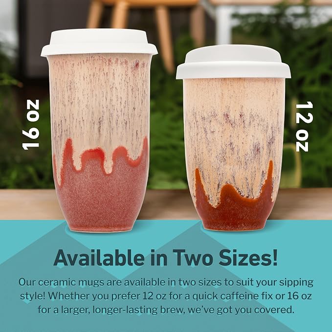 NOVA CERAMICS Travel Coffee Cup– Travel Coffee Tumbler – On the Go Coffee Mug – Microwave & Dishwasher Safe Green CoffeeTumbler - Gifts For Women Men Him Her – 16oz – Jupiter - Image 5