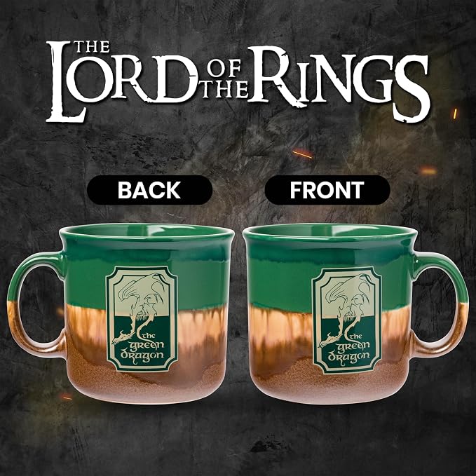 Silver Buffalo Lord of the Rings Green, Reactive Glaze Camper Mug, 20oz | Ceramic, the Dragon, 0.59 Liters - Image 2