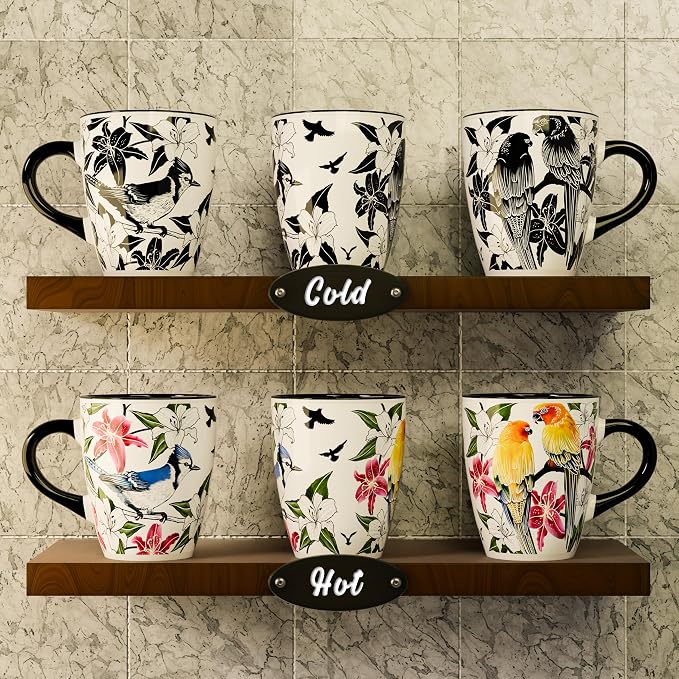Color Changing Bird Coffee Mug 12oz – Heat Sensitive Ceramic Cup with Floral Reveal – Gifts for Bird Lovers, Unique Coffee Mugs for Women, Christmas Holiday Gift, Perfect for Coffee, Tea or Cocoa - Image 2