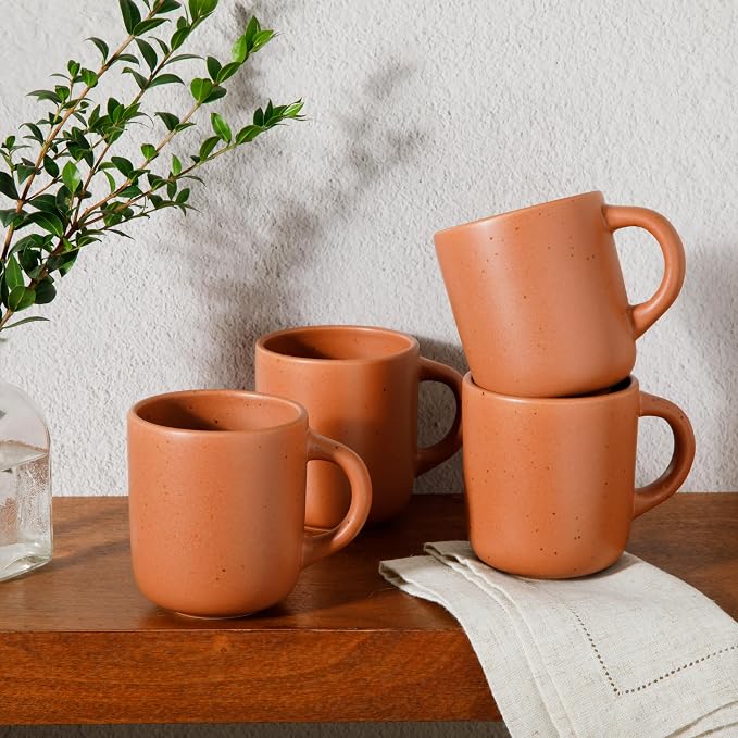Bloomhouse - Two Time Oprah's Favorite Things Winner - Corsica Clay 4-Piece Mug Set – Burnt Apricot Terracotta Stoneware Coffee & Tea Cups, Durable Ceramic Drinkware - Image 3