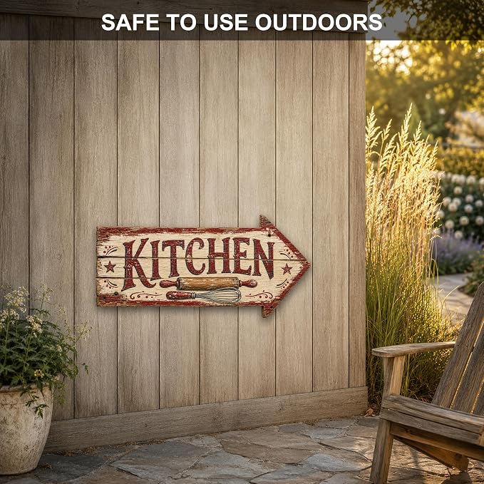 Kitchen Right-Pointing Arrow Sign — Die-Cut Metal Directional Wall Decor | barnwood look, rustic, durable print, ready to hang - Image 4