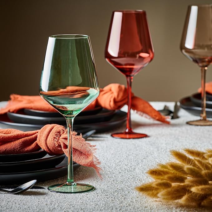 Colored Cordial Glasses Set of 6, 18oz Crystal Unique Fall Drinking Wine Glass Cups with Stem - Luxury Multi Color Glassware Gift Set for Wife & Mom - Colorful Hand Blown Drinkware for Red White Wine. - Image 2