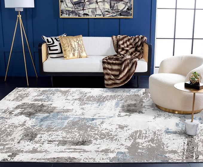 SAFAVIEH Craft Collection X-Large Area Rug - 12' x 15', Grey & Blue, Modern Design, Non-Shedding & Easy Care, Ideal for High Traffic Areas in Living Room, Bedroom (CFT820F) - Image 7