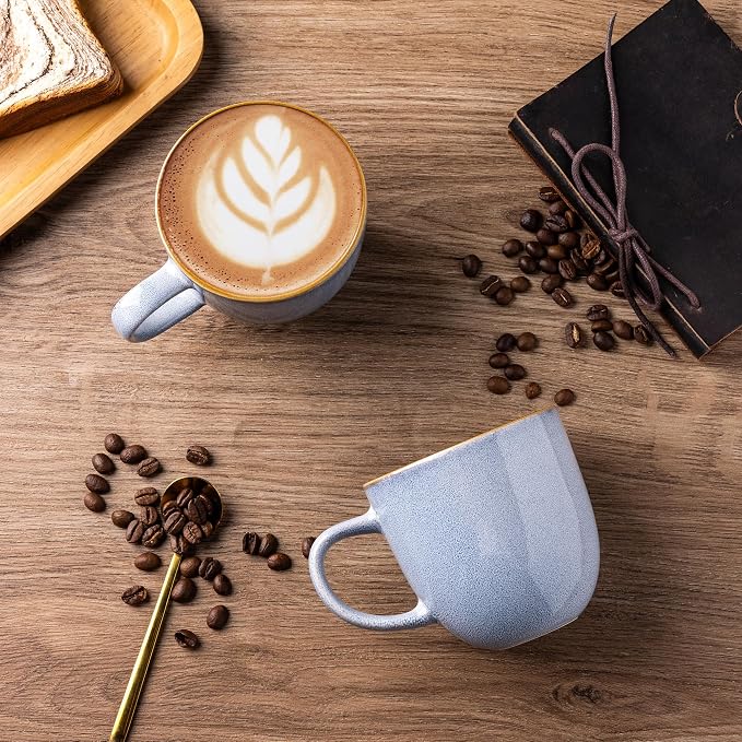 AmorArc 12oz Coffee Mugs, Ceramic Coffee Mugs set of 6 for Man, Woman, Dad, Mom, Modern Coffee Mugs with handle for Latte/Cappuccino/Milk/Cocoa. Dishwasher&Microwave Safe, Blue-Reactive Glaze - Image 3
