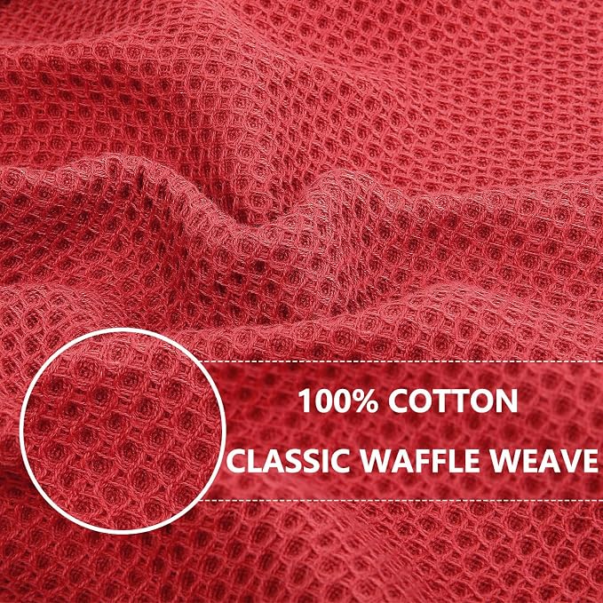Homaxy 100% Cotton Waffle Weave Kitchen Dish Towels 6-Pack, Brick Red | 13 x 28 Inches, Ultra Soft Absorbent Dish Towels, Quick Drying Cleaning Towels - Image 2