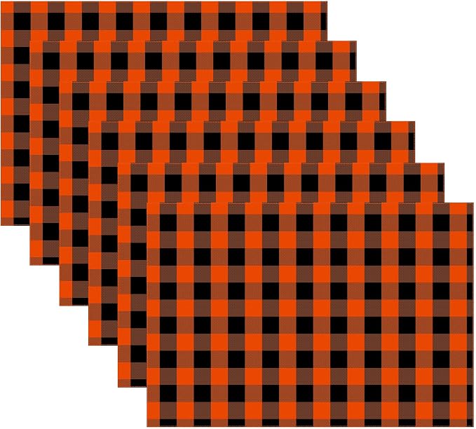 Urban Villa Two Tone Placemat Cotton Tablemat 14x20 (Set of 6) Orange/Blk by CottonTrends